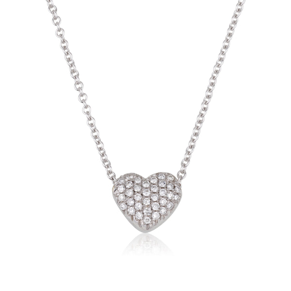 Diamond pave puffed heart necklace