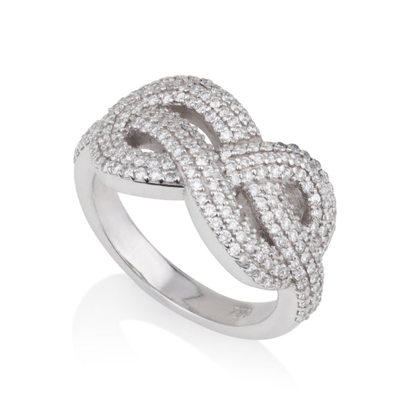 Infinity sculptured love knot ring