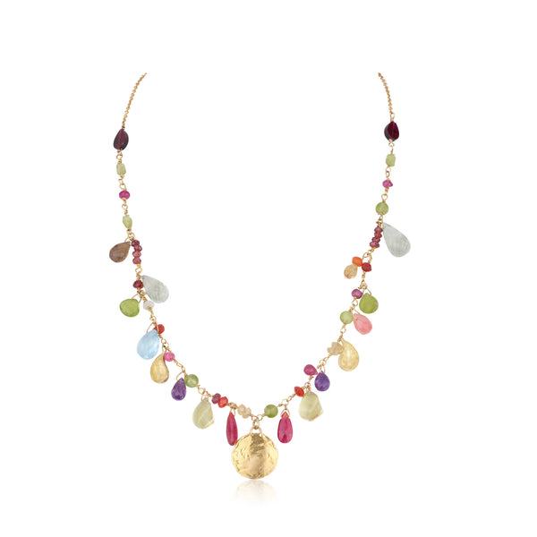Rainbow - Multi Gemstone spectacular gold necklace