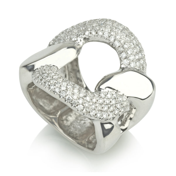 Gourmet solid gold and diamond pave statement ring