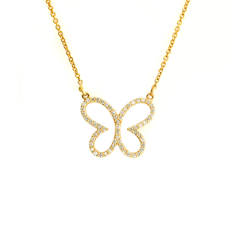Butterfly diamond pave necklace