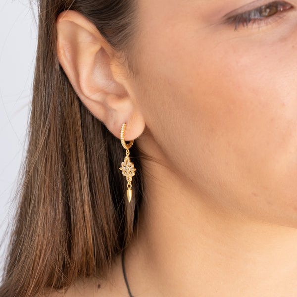 Decorative diamond pave  dangling earrings