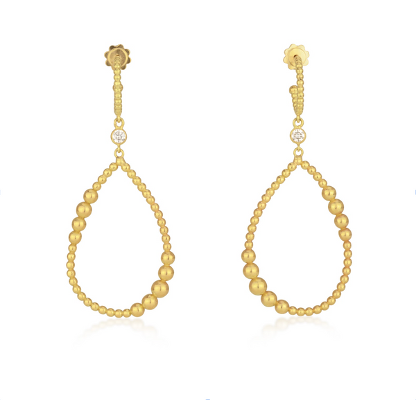 Dew of Gold – Teardrop Ball Cluster Gold Earrings