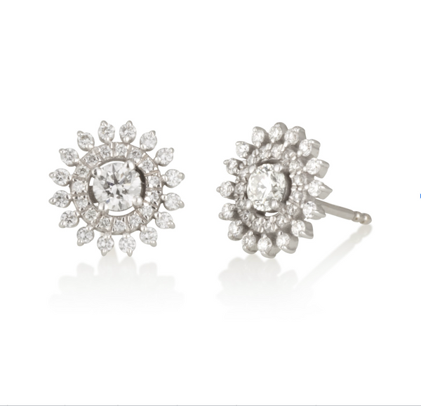 new Starburst Sparkle – Radiant Diamond Studs with Halo Setting