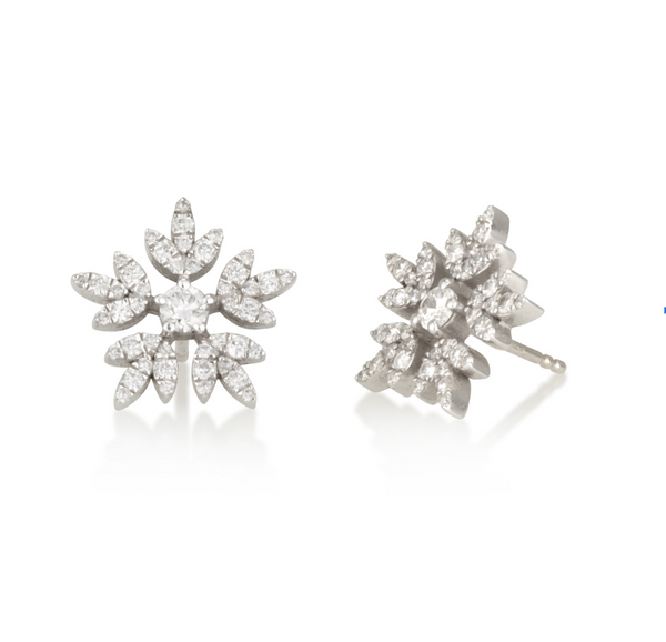 Golden Petal Glow – Petal Stud Earrings with Diamond Accents