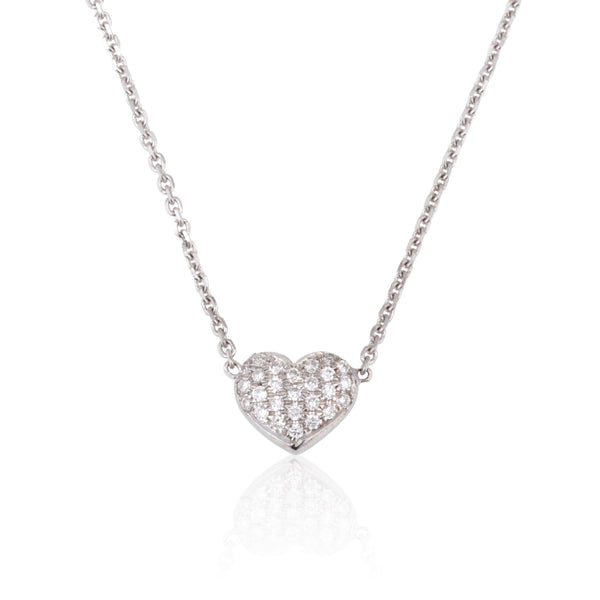 Dainty diamond pave puffed heart necklace