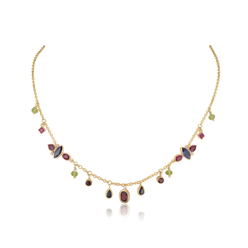 Multi Gemstone and diamond necklace