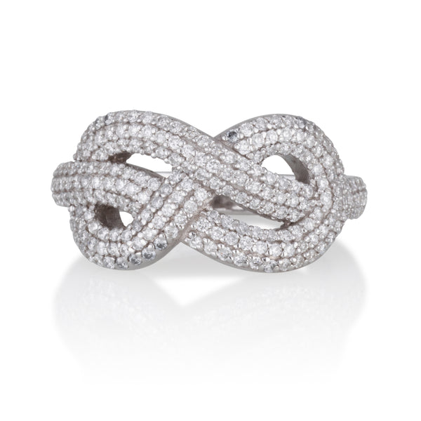 Infinity sculptured love knot ring