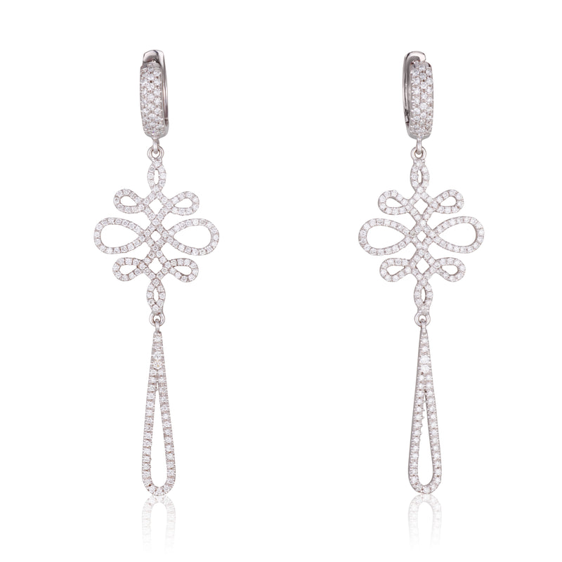 Infinity love dangling earrings with diamonds