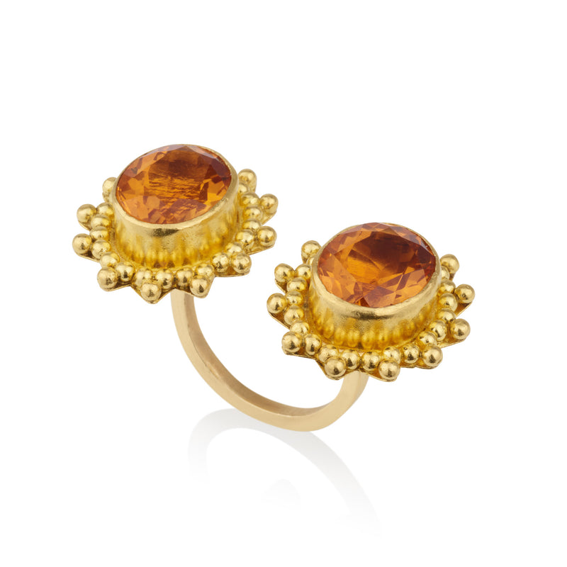 Giza Old World style open twin imperial citrine ring