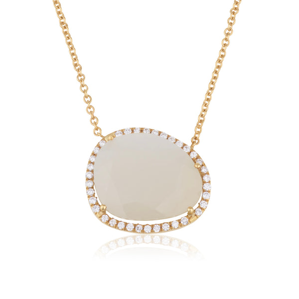 Amorphous moonstone pendant set with diamonds