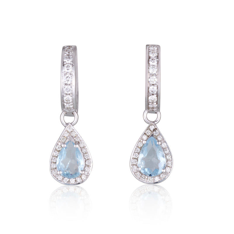 Splendid drop earrings with diamonds and Aquamarine