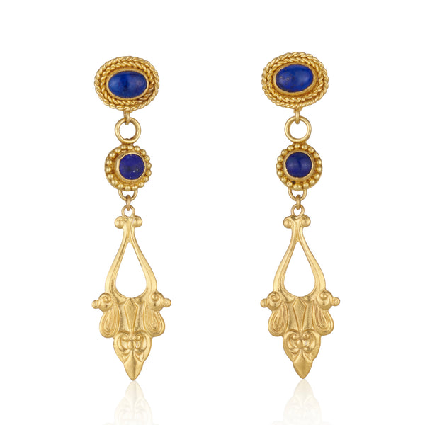 Notre-Dam old world inspired baroque earrings with Lapis