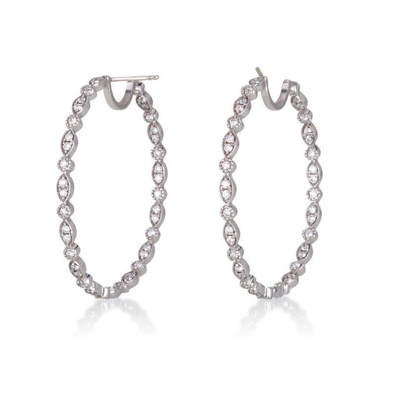 Diamond adorned hoop earrings