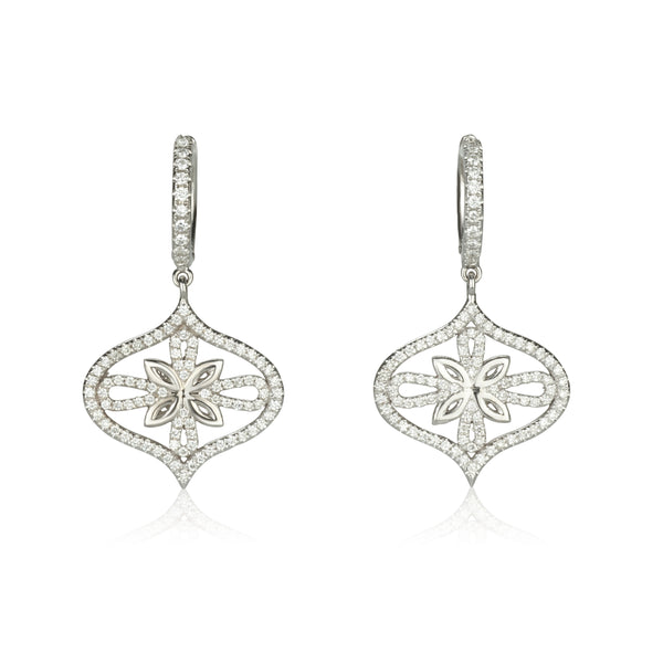 Arabesque dangling diamond pave earrings