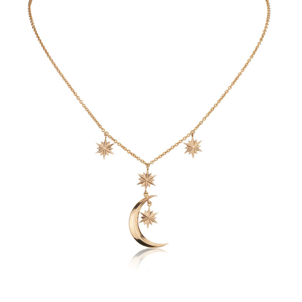 Moon and Stars rose gold necklace
