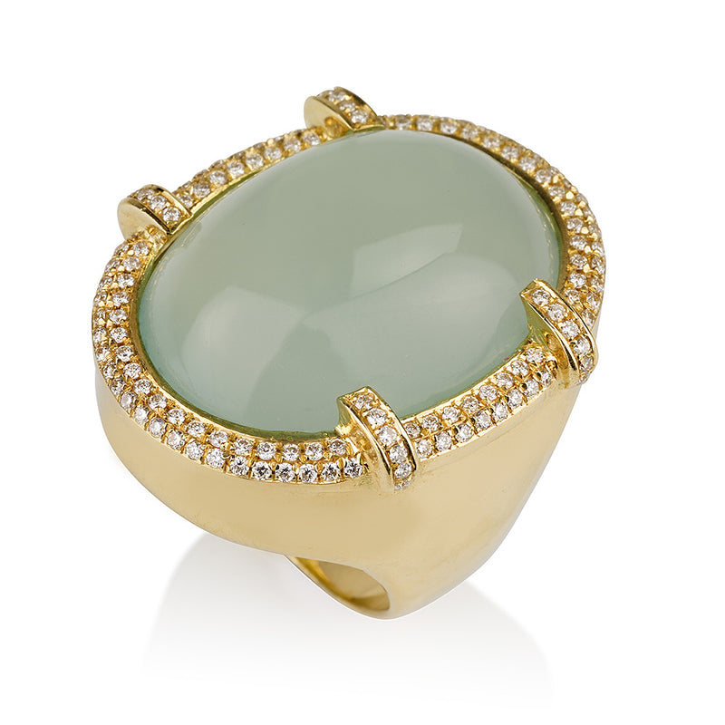 Chalcedony oval shaped statement ring