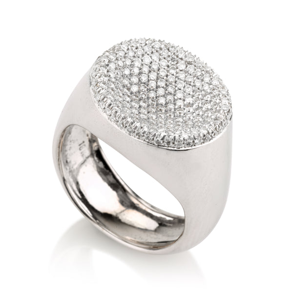 Imperial diamond pave oval seal ring