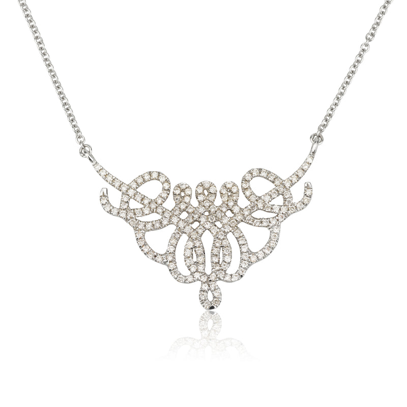 Venezia Embroidered romantic diamonds pave necklace
