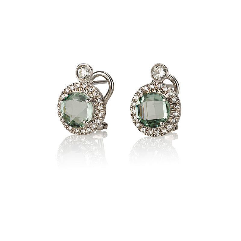 Pasha | Diamonds and Green Amethyst royal stud earrings