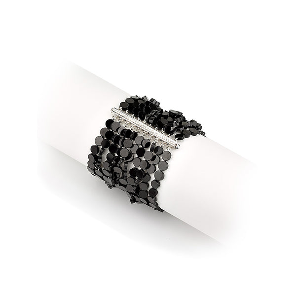 Diamond bar bracelet with Spinel beads
