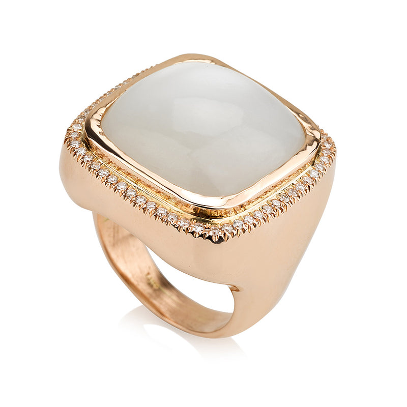 Rose gold statement ring with moonstone