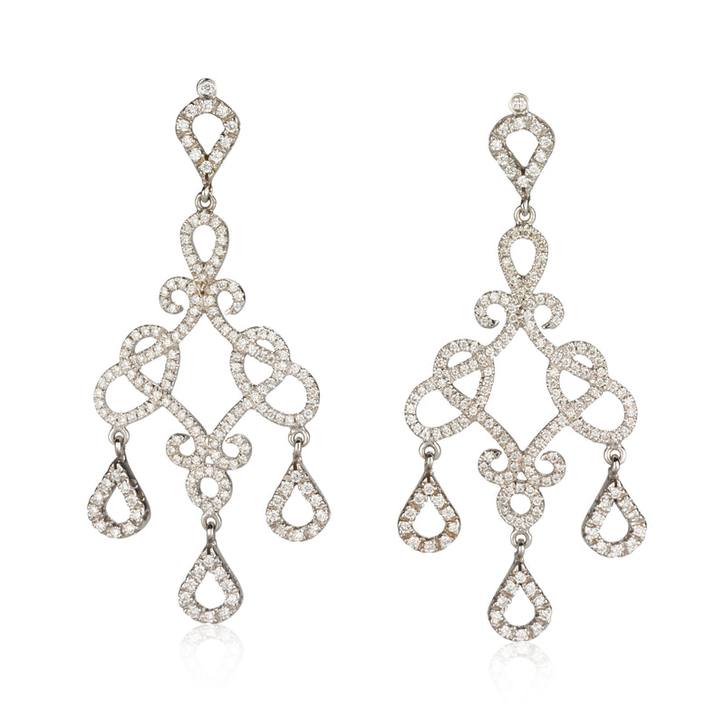 Victorian style chandelier earrings with diamonds