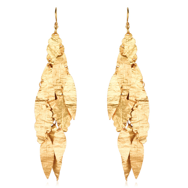 Pure gold leaves stunning earrings