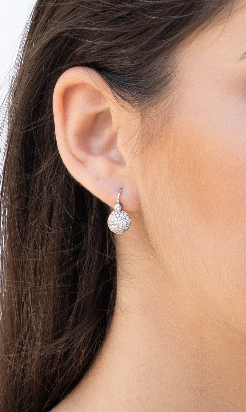 Dainty cluster diamond drop earrings