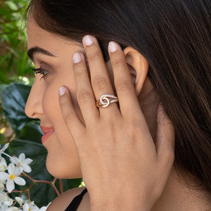 You and Me royal rose gold & diamonds pave infinity ring