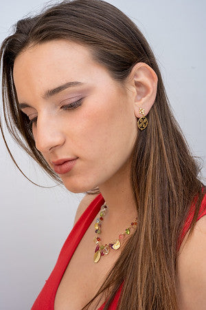 Rainbow - Multi Gemstone spectacular gold necklace