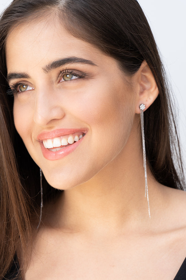 Long fringes diamond earrings